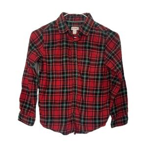 Cat & Jack boys plaid button down long sleeve shirt red multicolor size medium